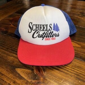 Scheels Outfitters since 1902 Red White Blue Cap Hat Snapback Trucker Style Rare